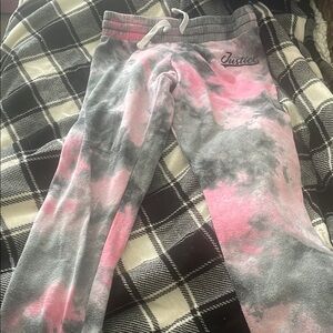 Justice Pink and Gray Tie-Dye Sweatpants